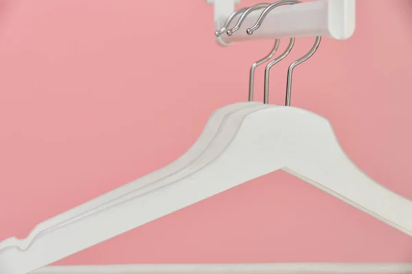 Coat Hanger Clothes Pink Background — Stock Photo, Image