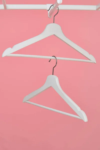 Coat Hanger Clothes Pink Background — Stock Photo, Image