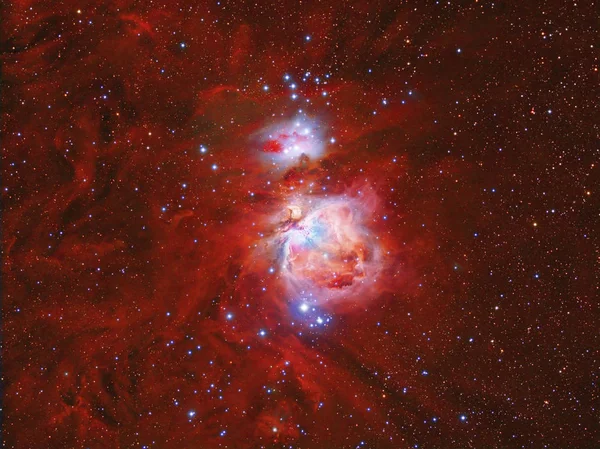 Nebulosa de Orion fotografada com um telescópio e uma câmara CCD científica — Fotografia de Stock