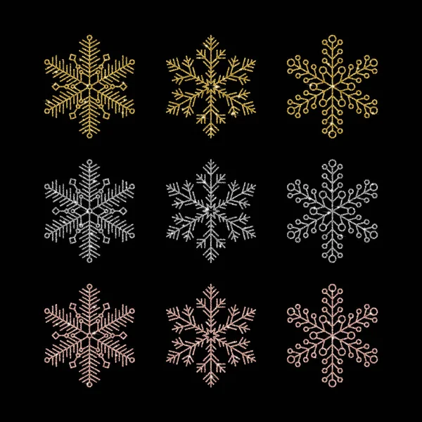 Copo de nieve con efecto brillo conjunto — Archivo Imágenes Vectoriales
