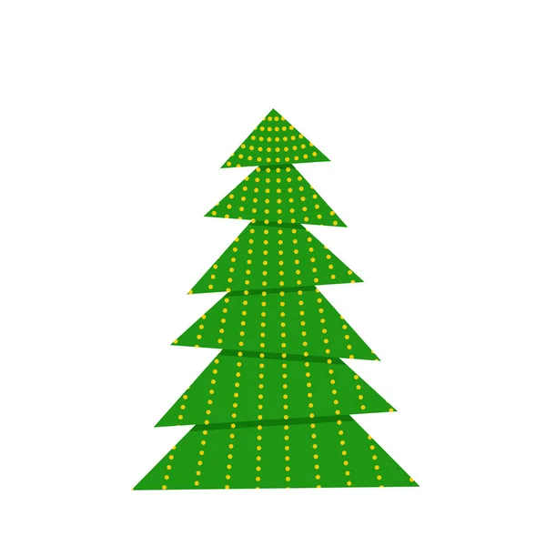 Grüner Weihnachtsbaum Mit Festlichem Schmuck Der Isoliert Auf Weißem Hintergrund — Stockvektor