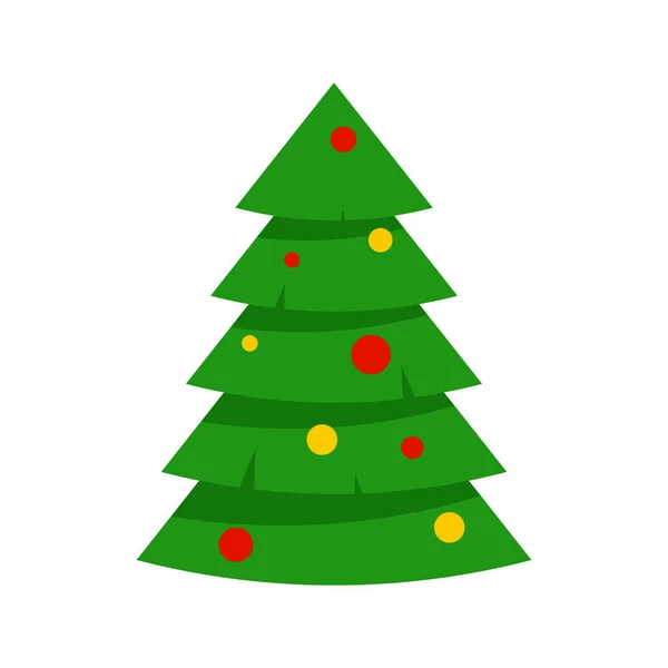 Grüner Weihnachtsbaum Mit Festlichem Schmuck Der Isoliert Auf Weißem Hintergrund — Stockvektor