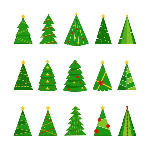 Grünes Weihnachtsbaumset — Stockvektor