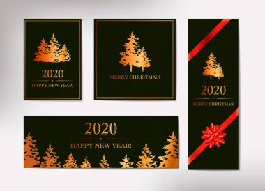 Set of elegant vertical, and square Christmas and New Year greet