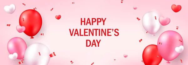 Valentinstag-Banner. romantisches Design mit realistischem festlichen Ambiente — Stockvektor