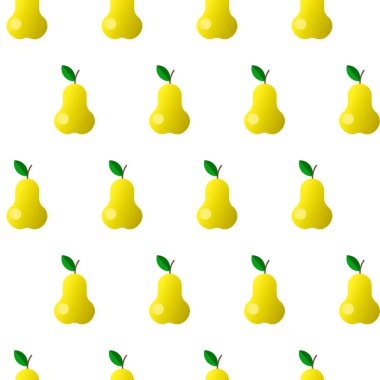 Renkli sarı armut deseni beyaza izole edilmiş. Vektör 