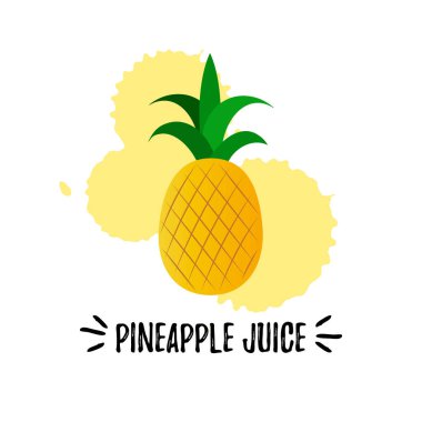Ananas suyu etiketi için renkli tasarım. Vektör illüstrasyonu