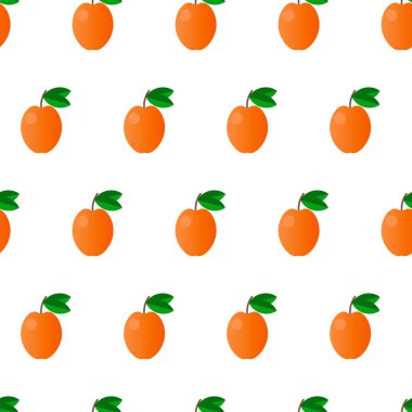 Colorful apricot seamless pattern isolated on white. Vector illu