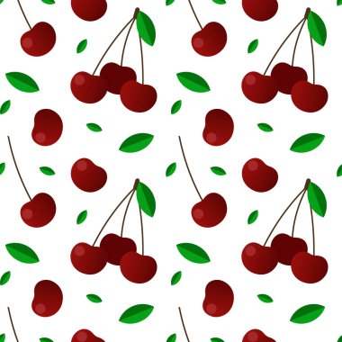 Beyazda izole edilmiş renkli kirazsız desen. Vektör illus