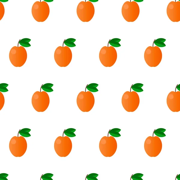 Colorful apricot seamless pattern isolated on white. Vector illu — Stock Vector