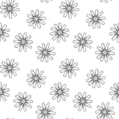 El çizimi papatya çayı pürüzsüz desen. Robot resim biçiminde vektör illüstrasyonu