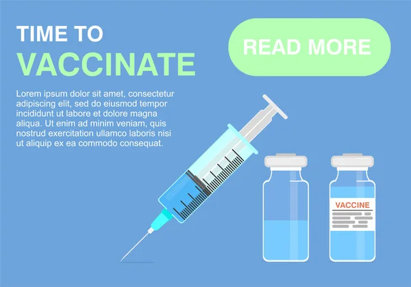Time Vaccinate Can Use Web Banner Infographics Hero Images Flat — Stock Vector