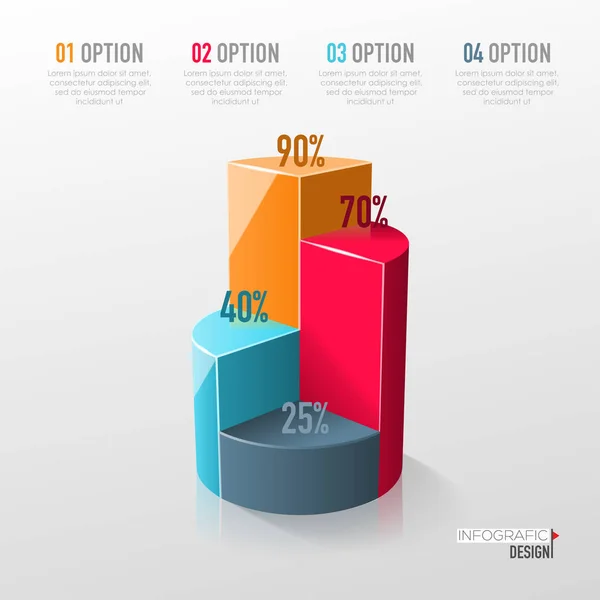 Gráfico de torta 3D colorido vetor criativo —  Vetores de Stock