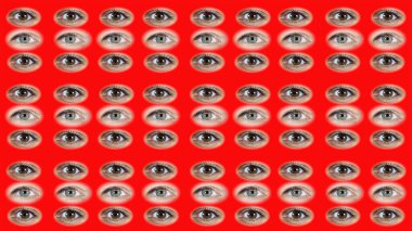 Bir sürü göz. İki tip kadın gözü. Gözlerin arka planı. Gözler açılıp kapanıyor. Kırmızı arka plandaki sevimli gözler..