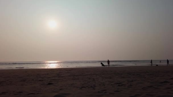 日没時の海。素晴らしい海の夕日。日没の海の波。夏の日没。美しい海の夕日の海と空の地平線 — ストック動画