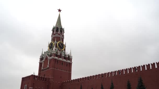 Torre Del Kremlin Moscú Contra Cielo Gris — Vídeos de Stock