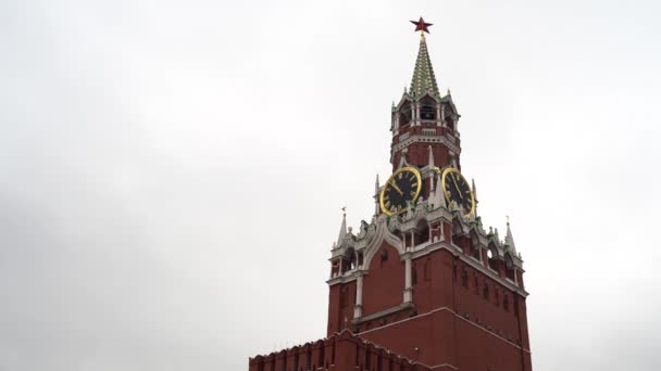 Torre Del Cremlino Mosca Contro Cielo Grigio — Video Stock