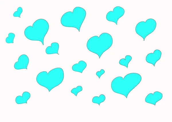 Χειροποίητες καρδιές. Στοιχεία σχεδιασμού για την ημέρα του Αγίου Βαλεντίνου. Σετ κούπα, σύμβολο της αγάπης. Μπλε καρδιές σε λευκό φόντο — Φωτογραφία Αρχείου