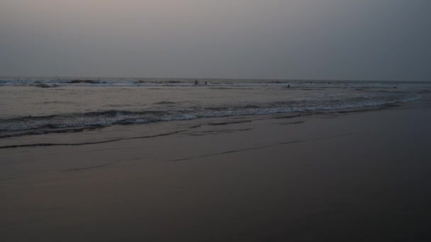 Foamy Waves Clean Sea Water Rolling Wet Sandy Beach — Stock Video