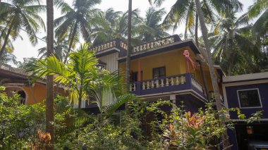 Colourful house. A Modern Style House in Goa India. Residential building in the tropics