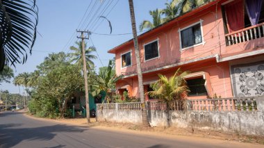 Colourful house. A Modern Style House in Goa India. Residential building in the tropics