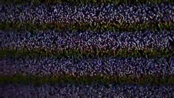 Абстрактна текстура екрану глюк шум. Шаблон текстури випробувального екрану глюк шуму. Чорно-білий фон. Абстрактне монохромне зображення включає в себе зів'ялий ефект в темних тонах. Текстура для накладання — стокове відео