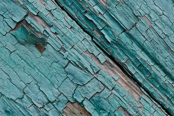 Textured Background Old Lumber Surface Crumbling Turquoise Paint Shabby Building — Stock Photo, Image