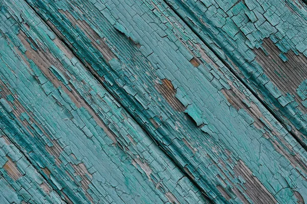 Teksturowane Tło Starej Powierzchni Tarcicy Rozpadającą Się Turkusową Farbą Zewnątrz — Zdjęcie stockowe