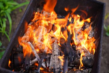 Chargrill 'deki ateşi yakın. Kuru çubuklar için için..