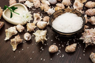 Arka plan soyut spa, deniz tuzu, çiçek