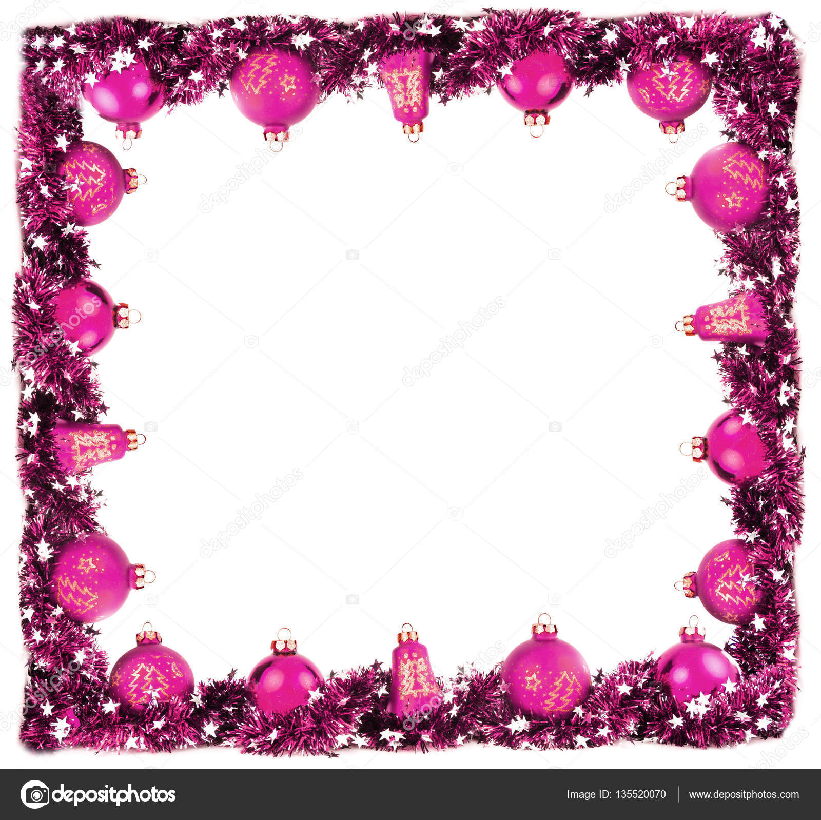 Winter Frame Grens Achtergrond Met Magenta Ballen En Garland Winter Frame Grens Achtergrond Met Magenta Ballen En Garland Stockfoto