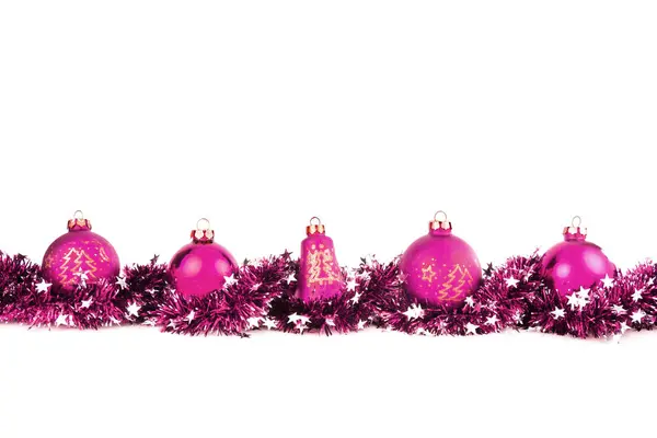 Christmas garland and red balls — Stock Photo, Image