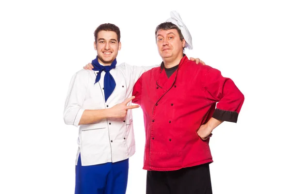 Equipe de dois homens, chefs, cozinheiros — Fotografia de Stock