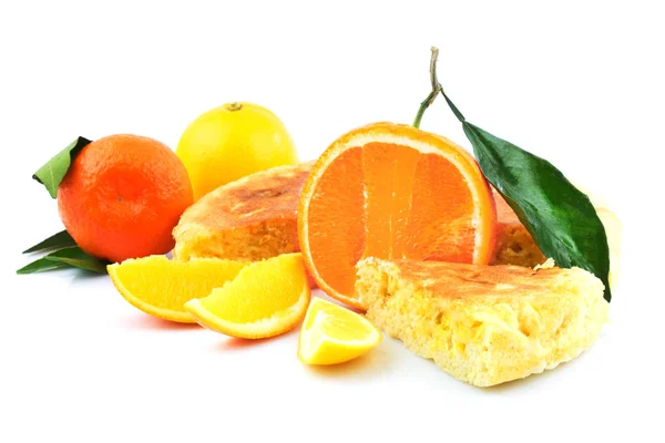 Свежие фрукты, апельсин, лимон, мандарин, мандарин с — стоковое фото