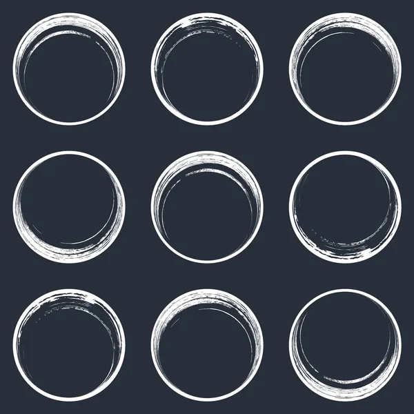 Witte penseel lijnen cirkel knoppen voor het web — Stockvector
