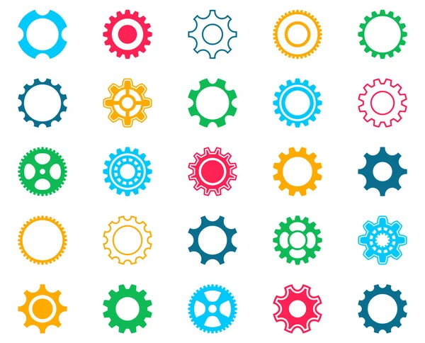 Collection d'icônes colorées de roue dentée — Image vectorielle