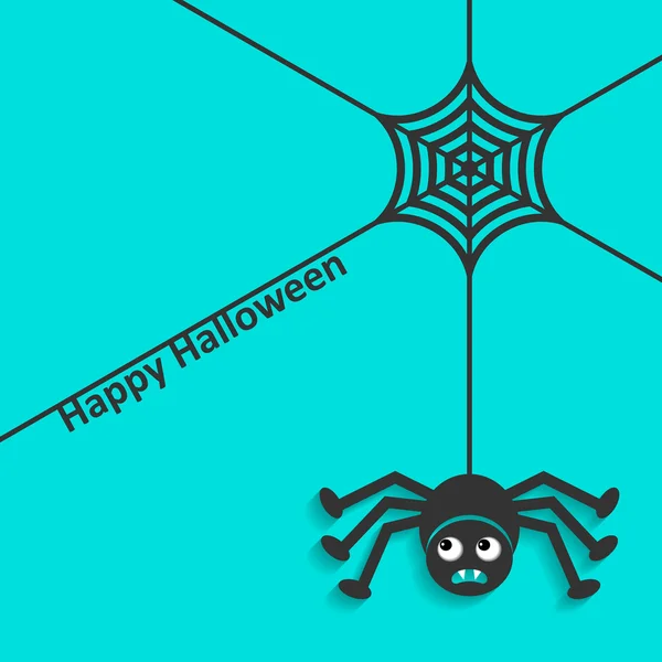 Fröhliches Spinnennetz und Spinne zu Halloween — Stockvektor