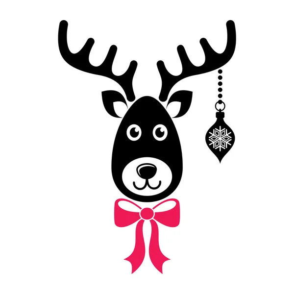 Vetor desenho animado rena rosto ícone de Natal — Vetor de Stock