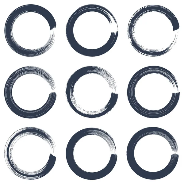Zwarte vector cirkel penseel streken collectie — Stockvector