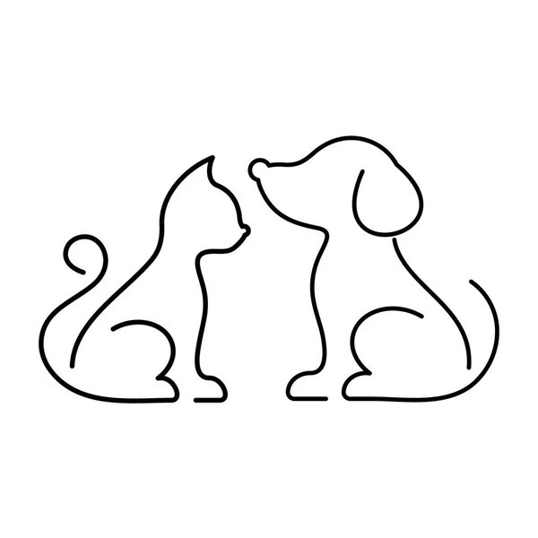 黒いベクターの猫と犬のアイコン — ストックベクタ