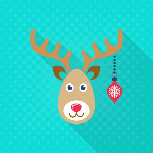 Visage de renne vectoriel icône plate de Noël — Image vectorielle