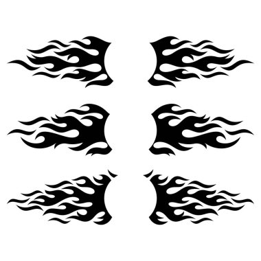 Siyah vektör alev tasarım öğeleri