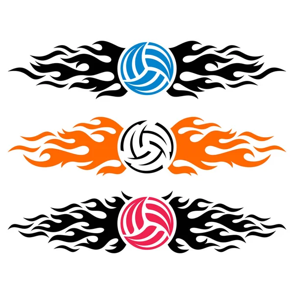 Volleybal bal vlammende vector logo sjablonen — Stockvector