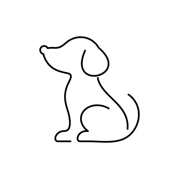 Černá vektorové pes tenká linie ikona — Stockový vektor