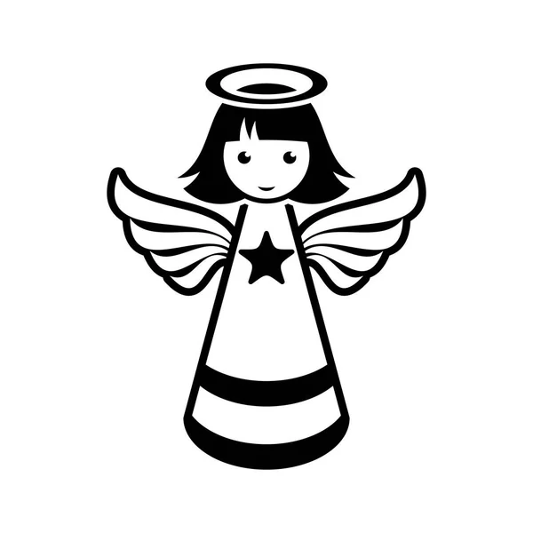 Simple vector negro icono de ángel de Navidad — Vector de stock