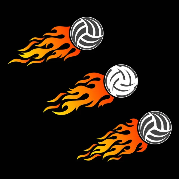 Volleybal bal vlammende vector logo ontwerpen — Stockvector