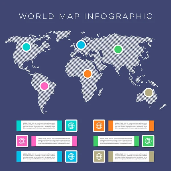 Modèle vectoriel infographique de carte du monde — Image vectorielle