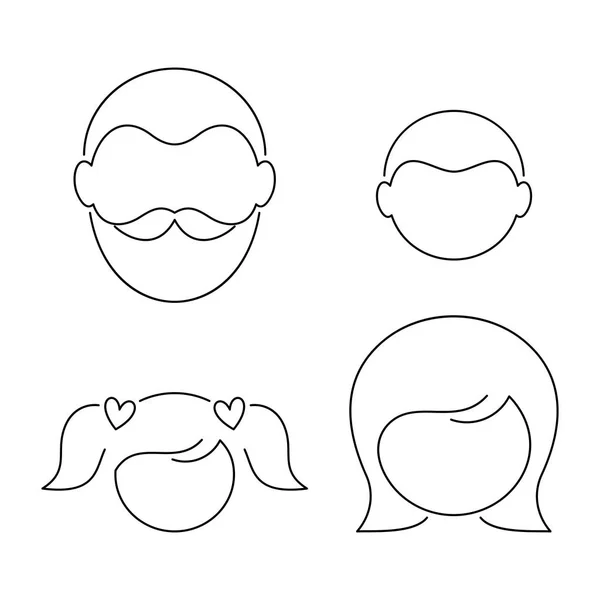 Black vector thin line family icons — Stock Vector