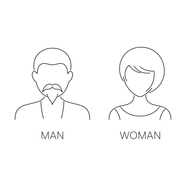 Muž a žena tenká linie ikony — Stockový vektor