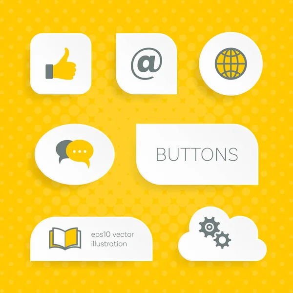 Botones web blancos con iconos multimedia — Vector de stock